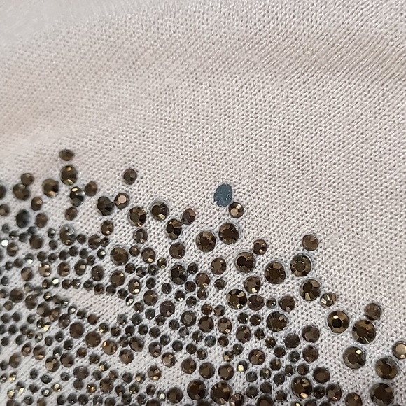 Rhinestone studded skull knit tank top cream metallic gold no size - Picture 5 of 6